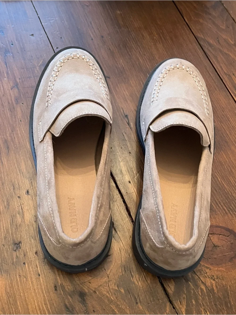 Old Navy Taupe Suede Penny Loafers - Women's Flats - Picture 4 of 5
